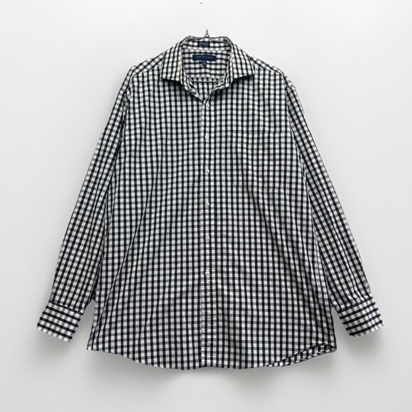 Tommy Hilfiger Men's 16 Black Gingham Regular Fit Long Sleeve Button Down Shirt* - Picture 1 of 14